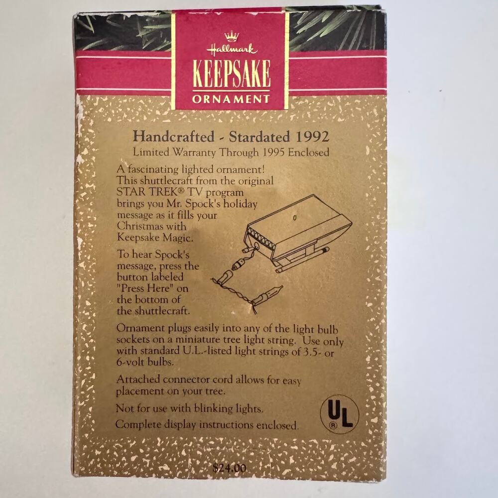 ❌SOLD❌ Hallmark Star Trek Keepsake Magic Ornament Shuttlecraft Galileo Mr. Spock - Picture 6 of 7
